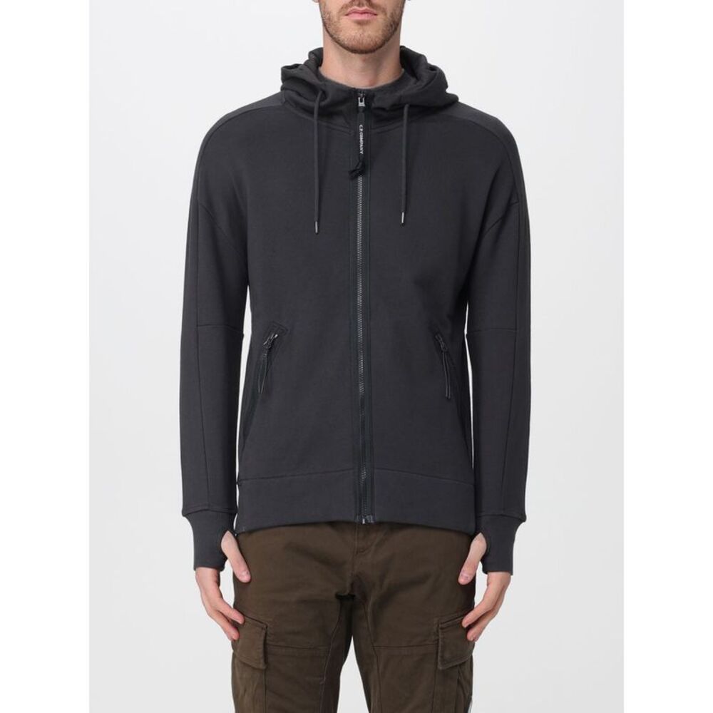 C.P. Company Men Slim Fit Zipped Cotton Hoodie C.P. Company With Drawstring